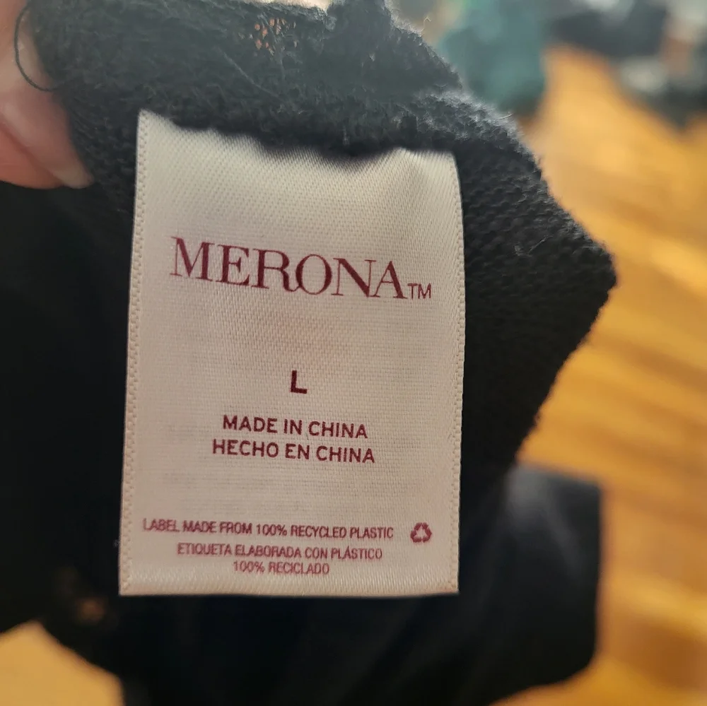 Merona Women Large Swim Suit Beach  Cover Up‎ Hooded Large Black